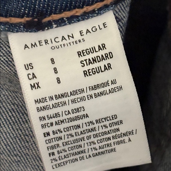 American Eagle Stretch Flare Jean Denim Overalls Front Zip Retro Vibe Size 8 - Picture 15 of 16